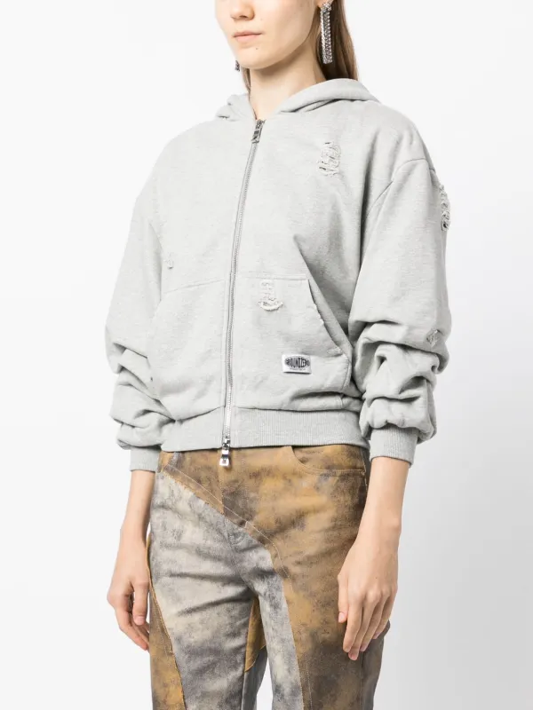 Ground Zero ダメージ ジップ パーカー | グレー | FARFETCH JP