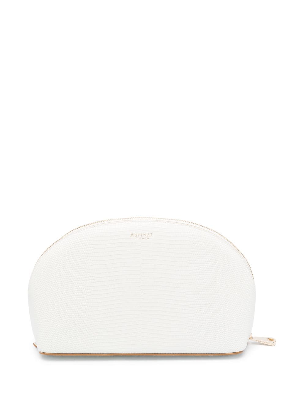 Shop Aspinal Of London Large Leather Make-up Bag In Neutrals