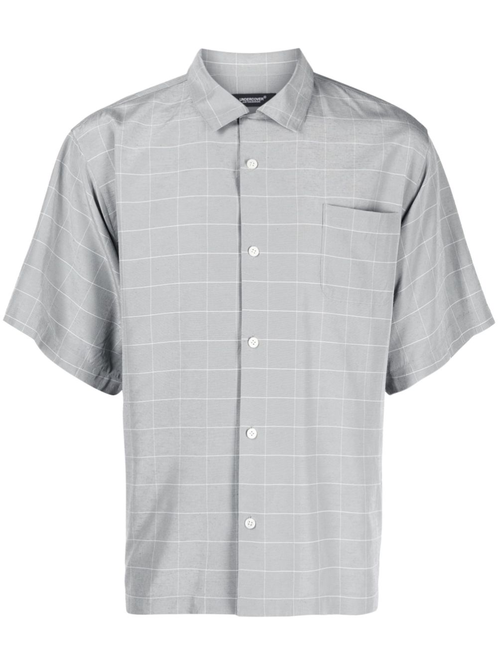 Undercover Check-pattern Silk-blend Shirt In Grey