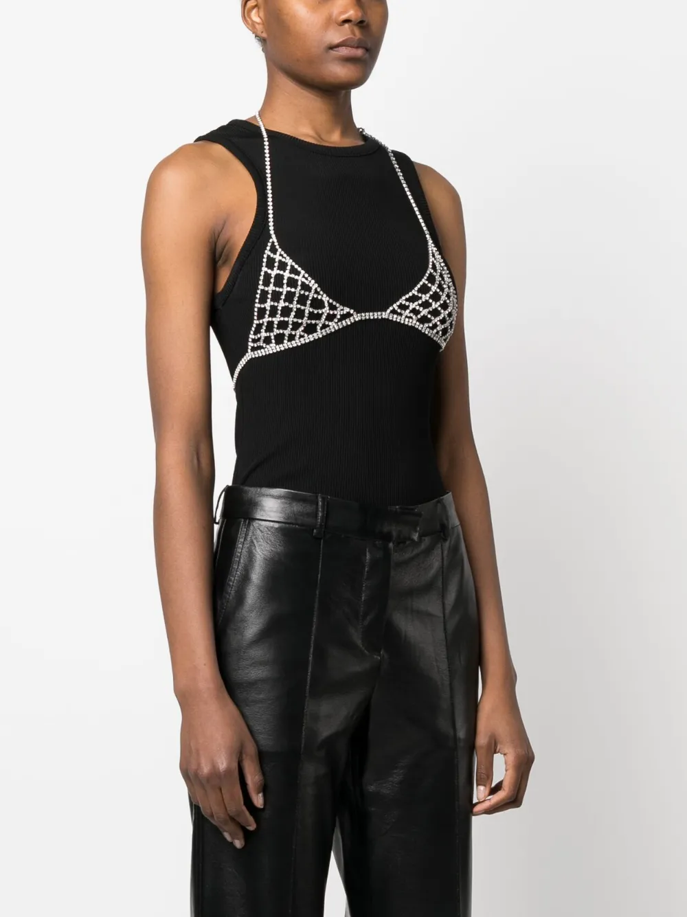  Forte Forte Rhinestone -embellished Triangle Bralette - Silver 