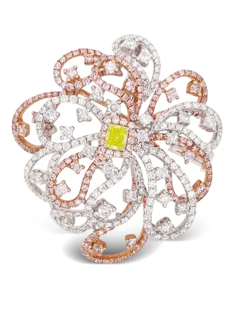 HYT Jewelry 18K gold floral diamond pendant