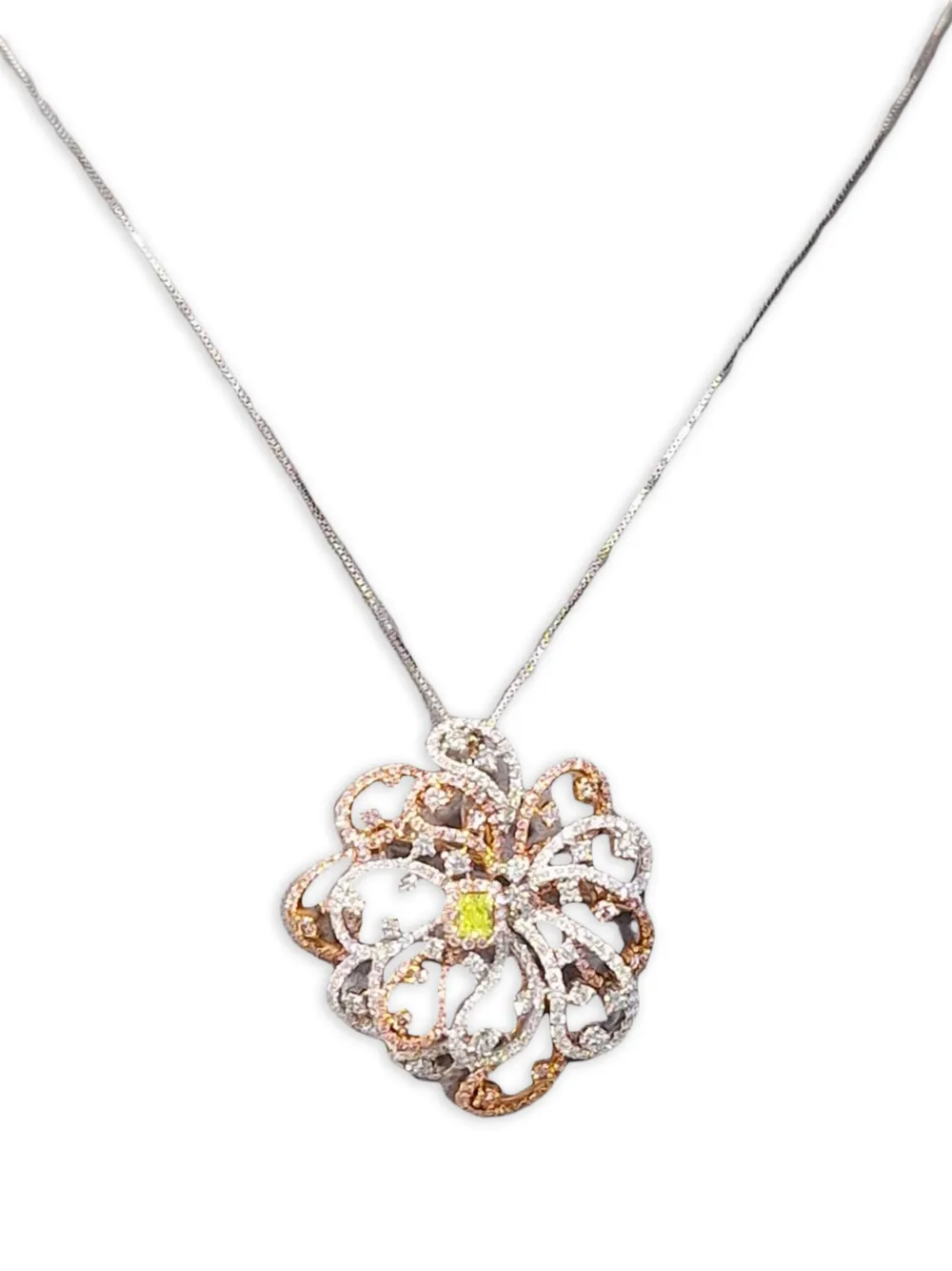 HYT Jewelry 18K gold floral diamond pendant - Argento