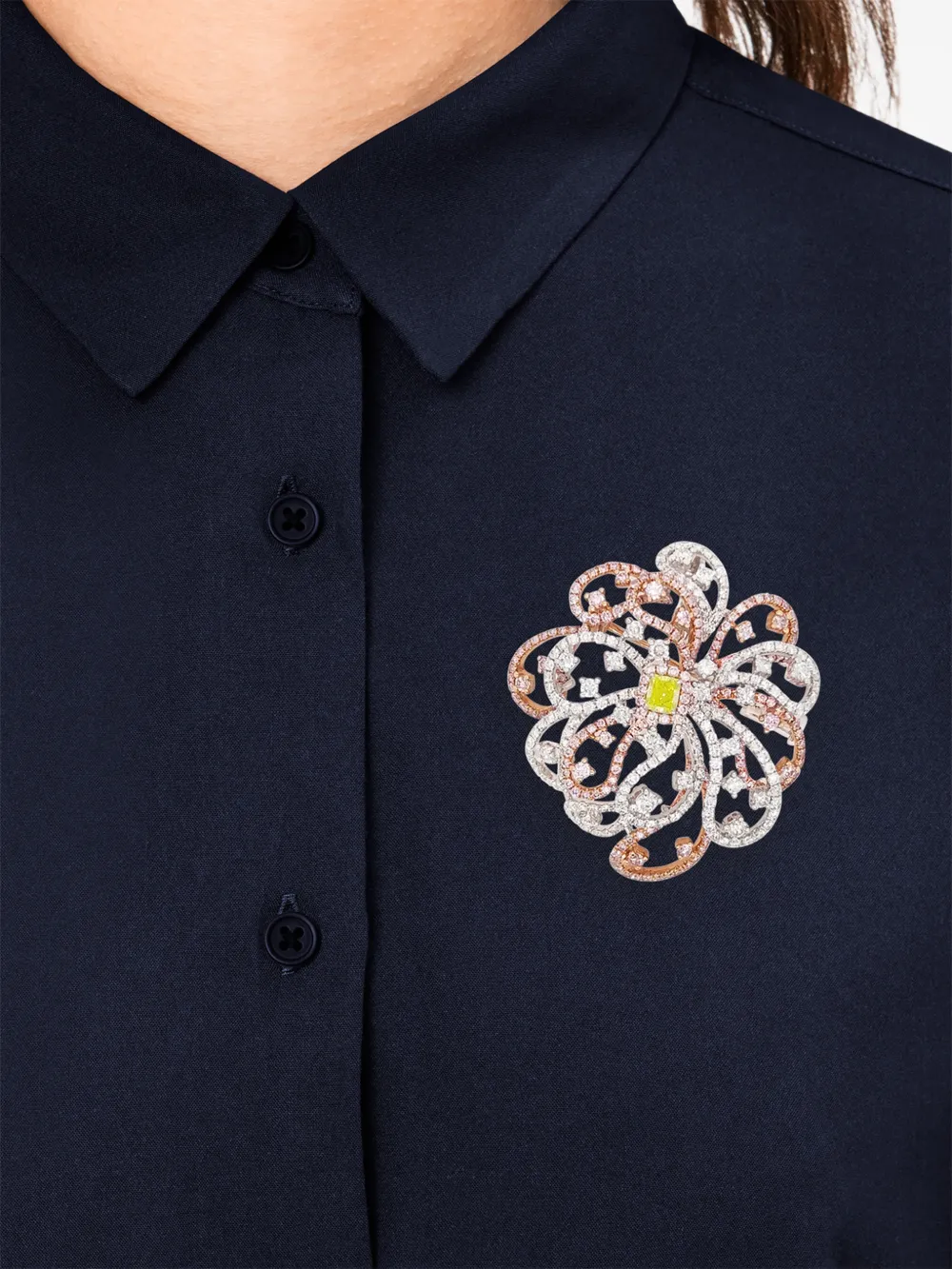 HYT Jewelry 18K gold floral diamond pendant - Argento