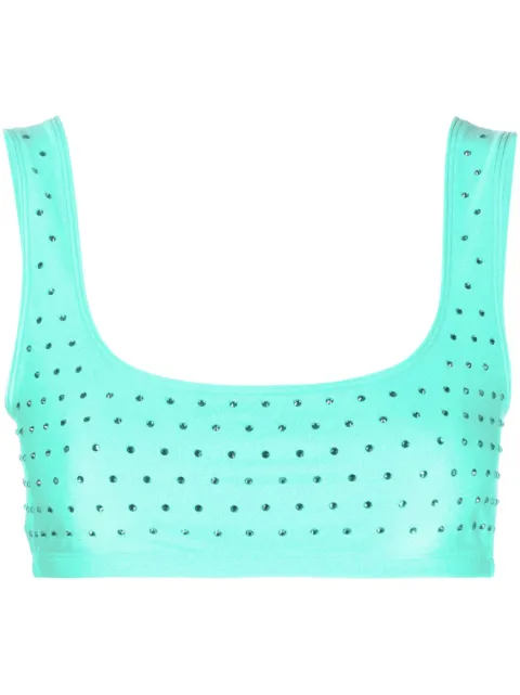 THE ANDAMANE rhinestone-embellished crop top