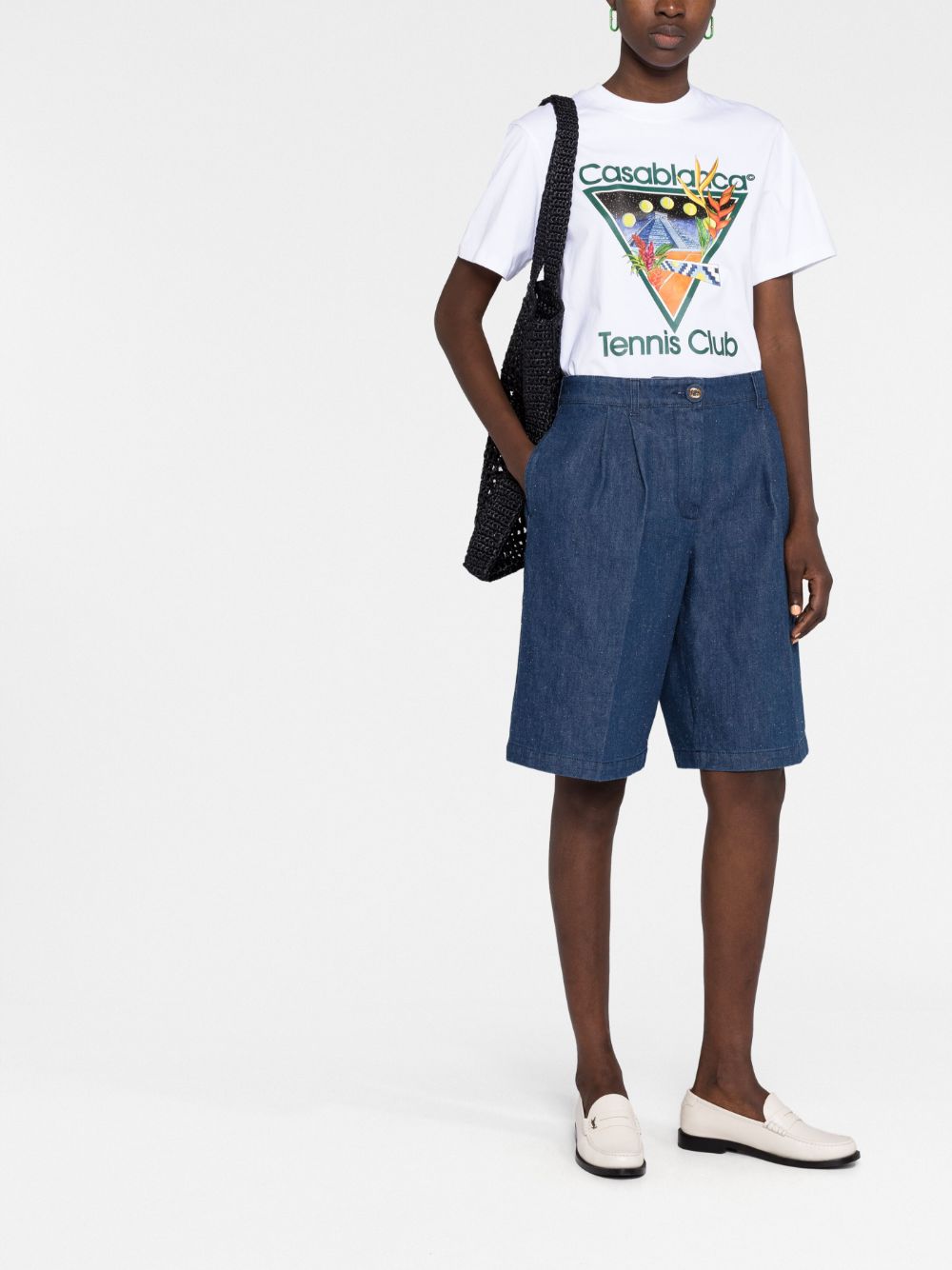 Shop Gucci Denim Bermuda Shorts In Blau