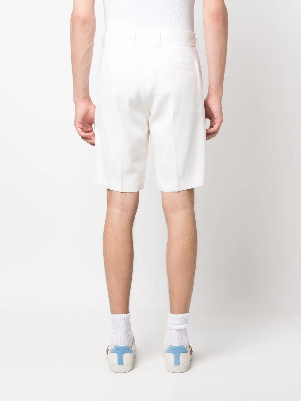 Shop Casablanca Virgin Wool Bermuda Shorts In Weiss