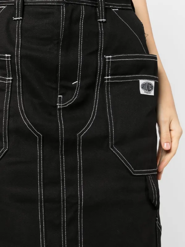 Ground Zero Panelled Denim Midi Skirt | Black | FARFETCH