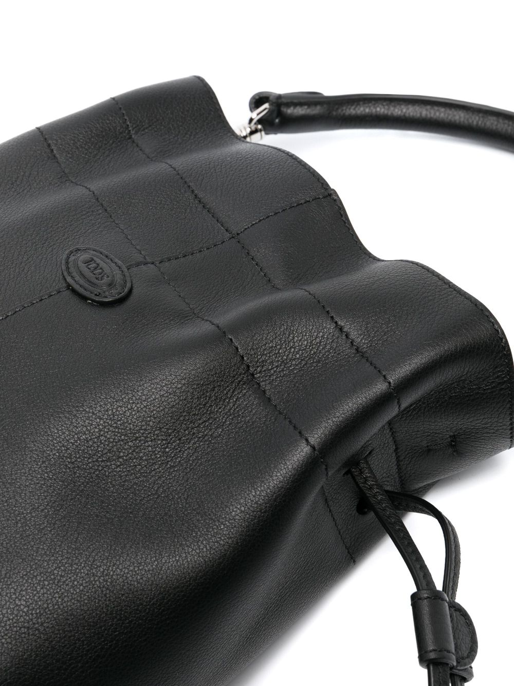 Shop Tod's Logo-patch Leather Bucket Bag In Black