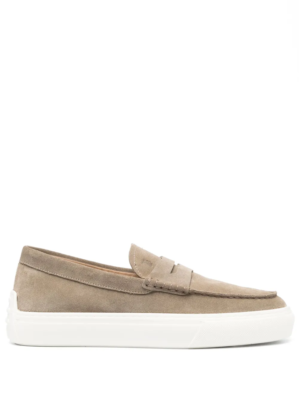 Tod's round-toe rubber-sole suede loafers | Neutrals | Image 1