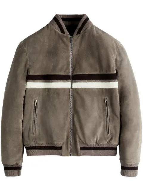 Tod's striped suede bomber jacket