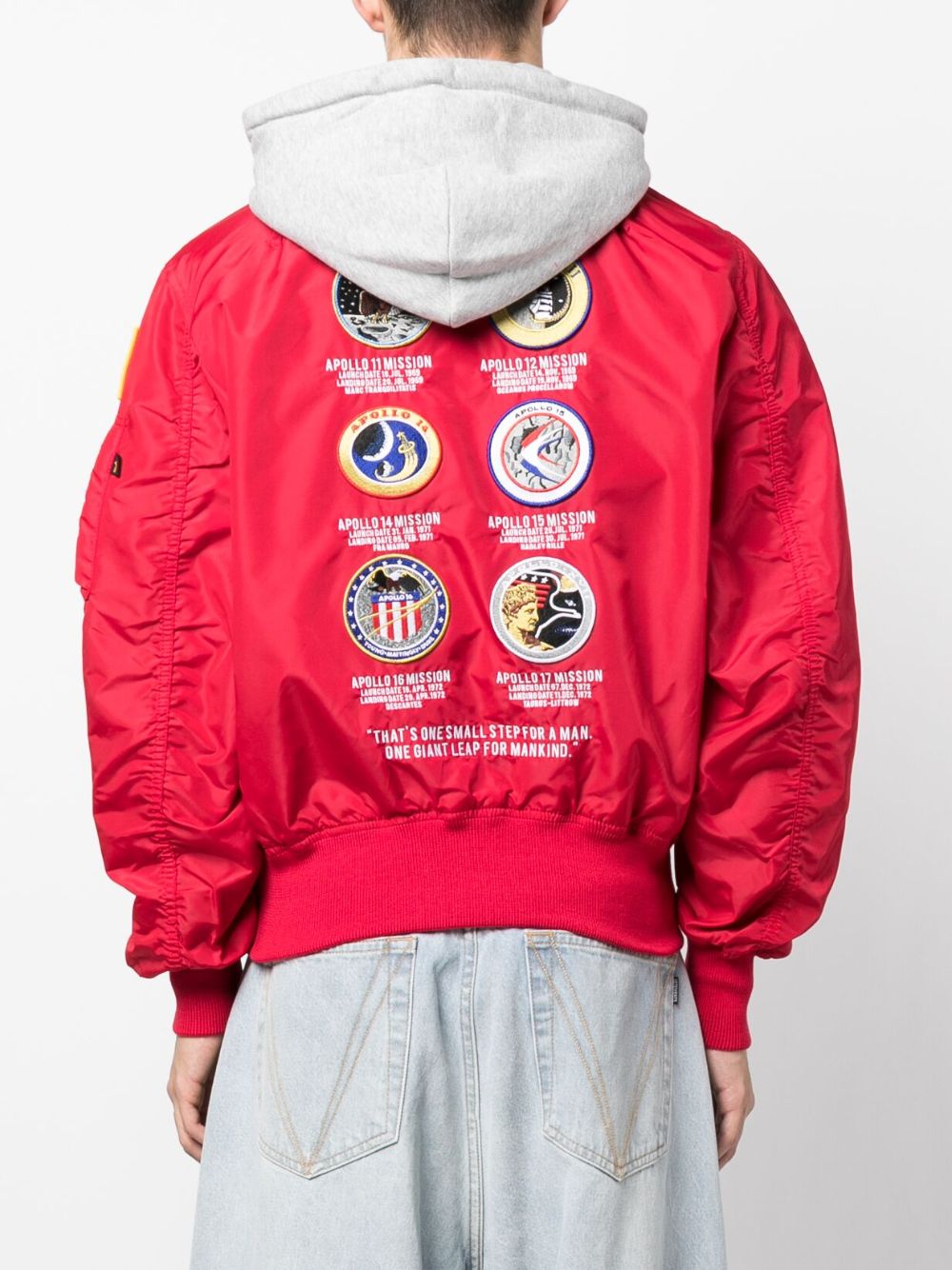 Shop Alpha Industries Multiple-patches Zipped Hooded Jacket In Red