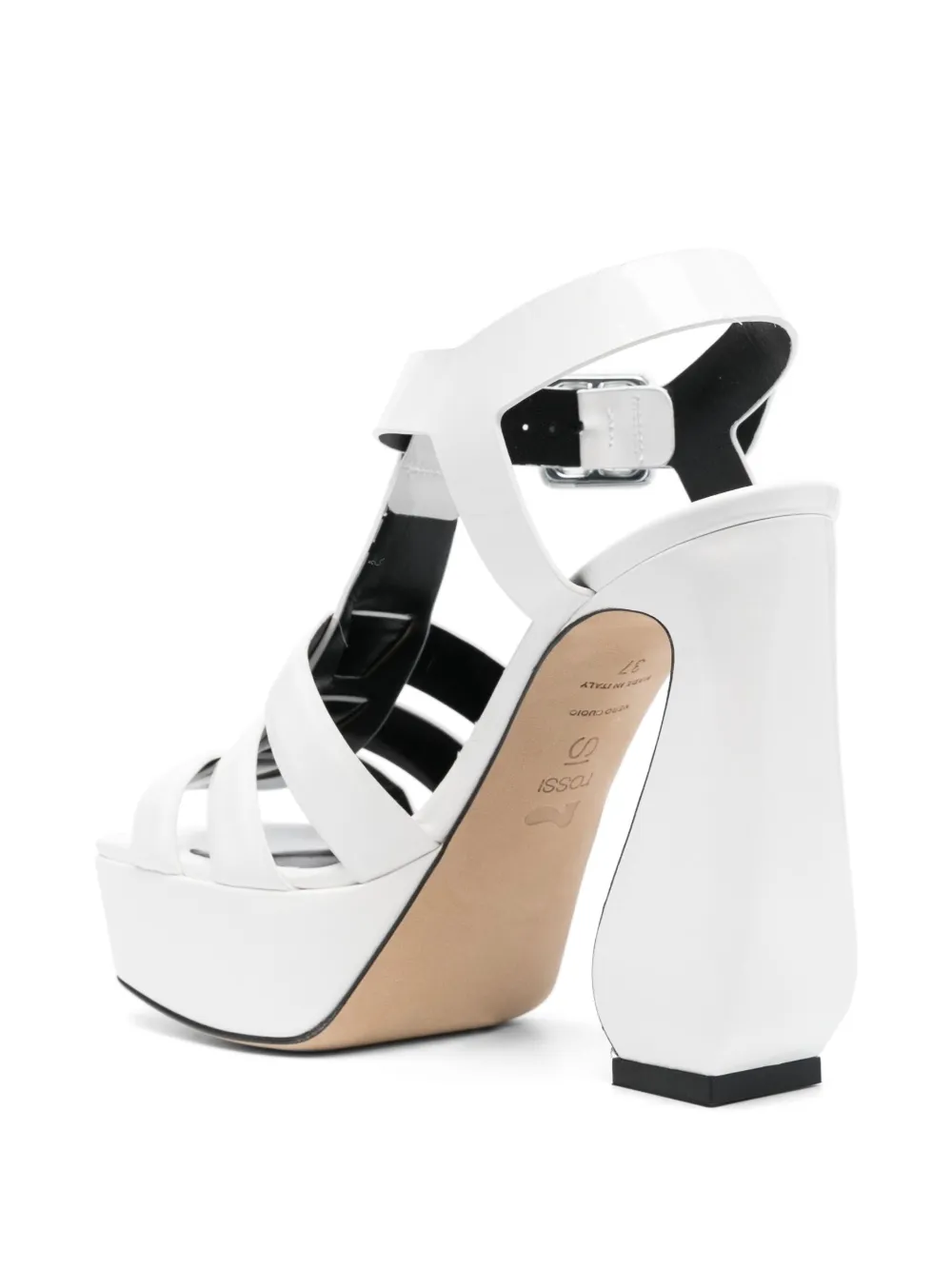 Sergio Rossi 130mm Leather Sandals In White
