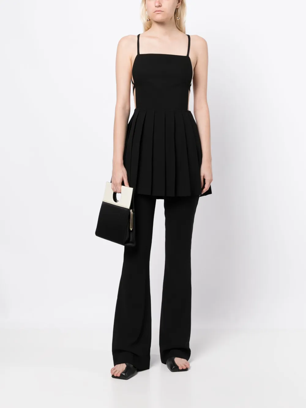 Low Classic pleated minidress - Zwart