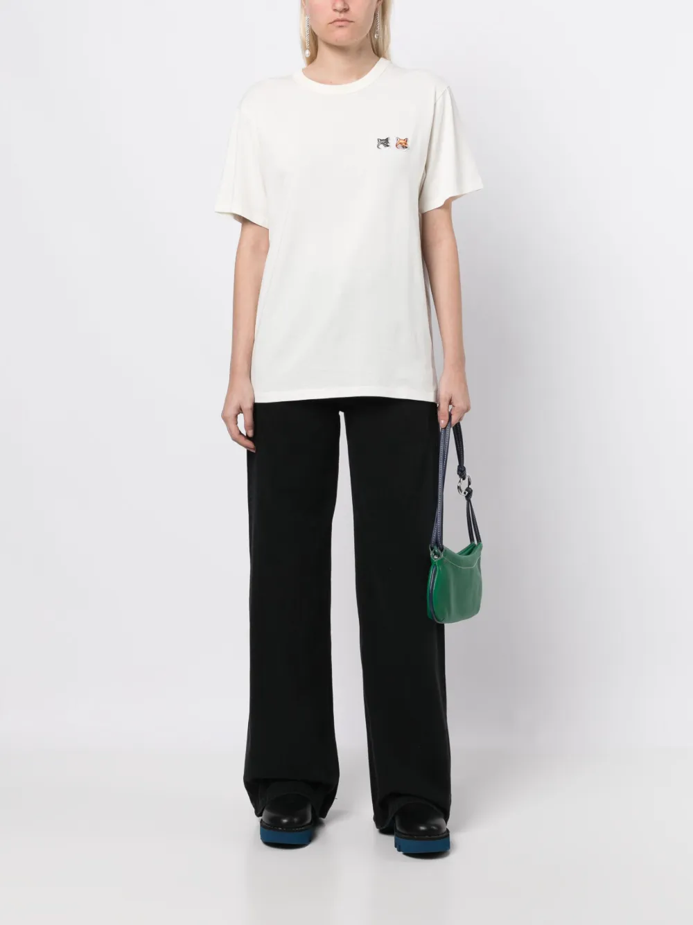 Maison Kitsuné logo-patch cotton T-shirt - Wit
