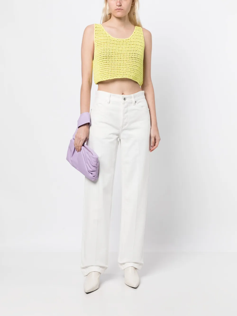 Low Classic crochet-knit sleeveless cropped top - Geel