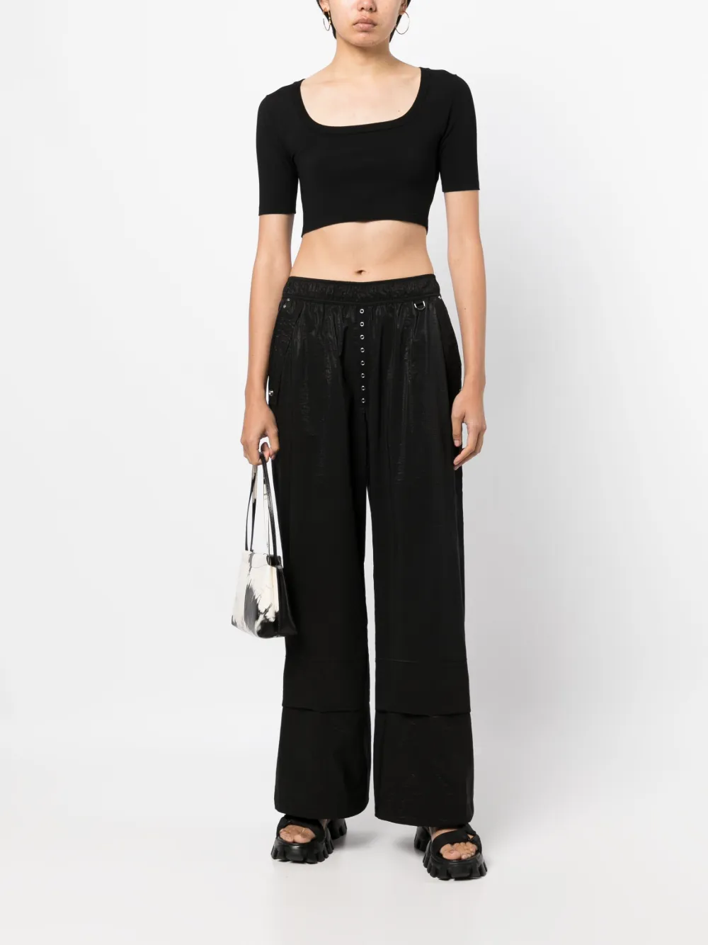 Low Classic wide-leg trousers - Zwart