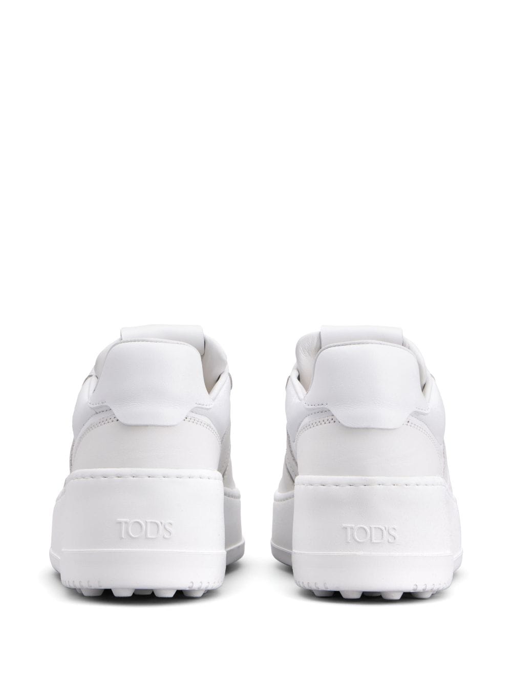 Shop Tod's Round-toe Leather Sneakers In White
