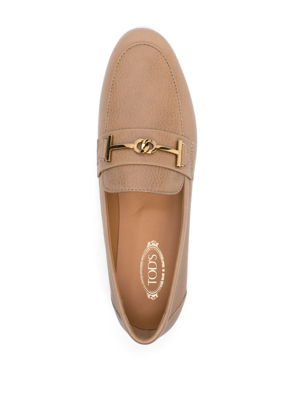Shop Tod's Logo-plaque Leather Loafers In Neutrals