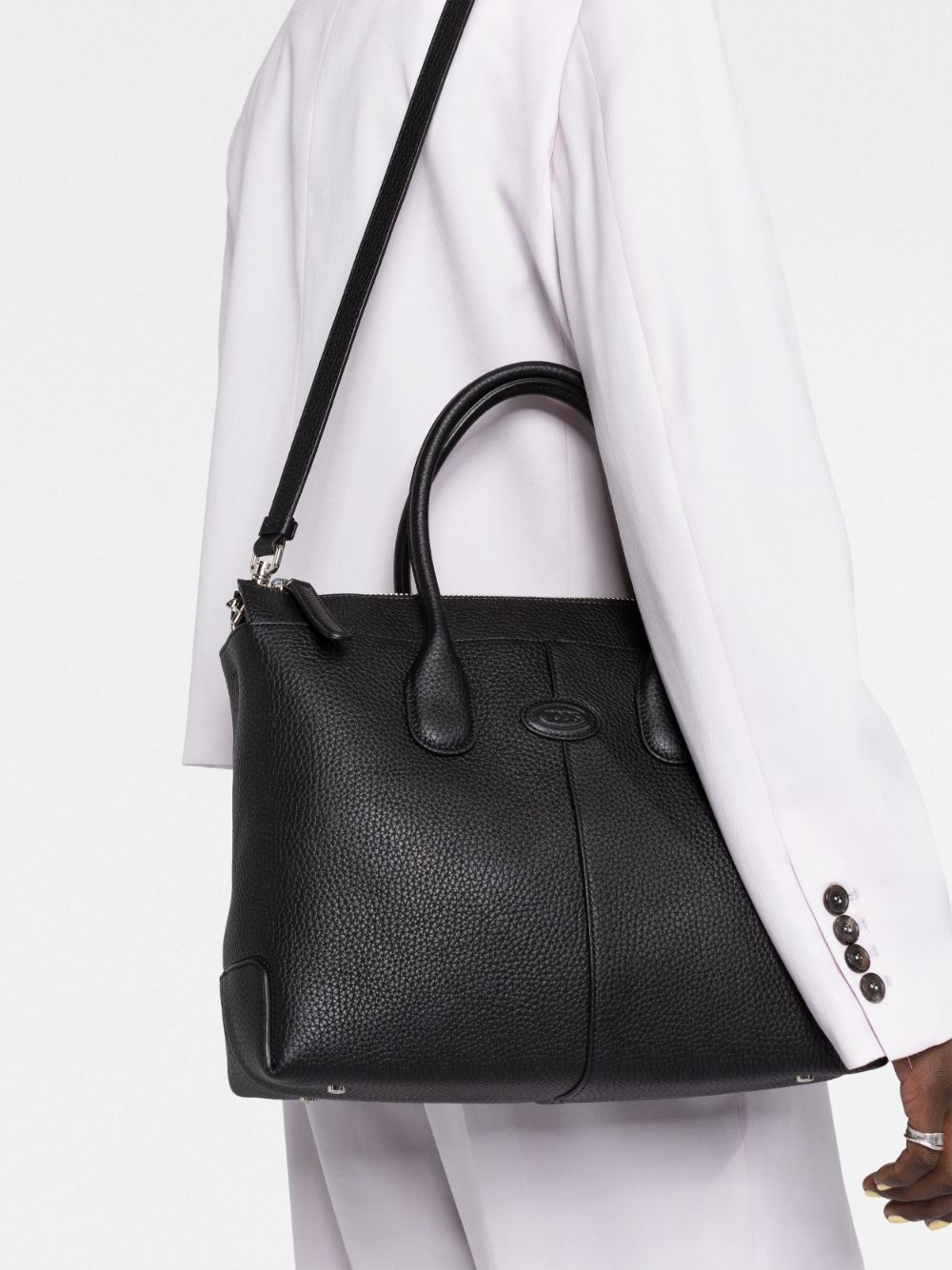 Shop Tod's Di Leather Tote Bag In Black