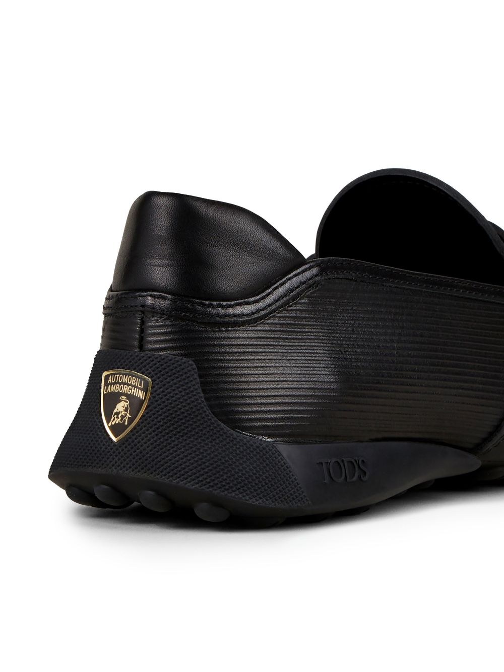 Shop Tod's Automobili Lamborghini Slip-on Leather Driving Shoes In Black