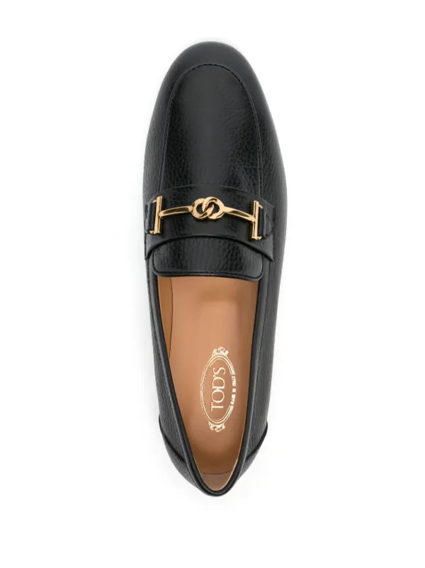 【関税＆送料込み】Tod'S Black Loafers With Logo Plaque In Tod's logo-plaque Leather Loafers | Black | FARFETCH