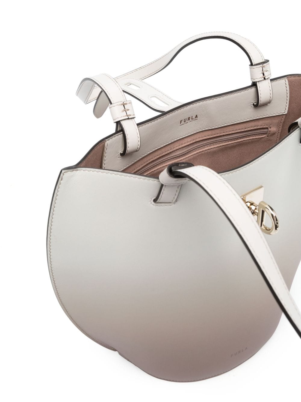 Shop Furla Unica Satchel Bag In Nude