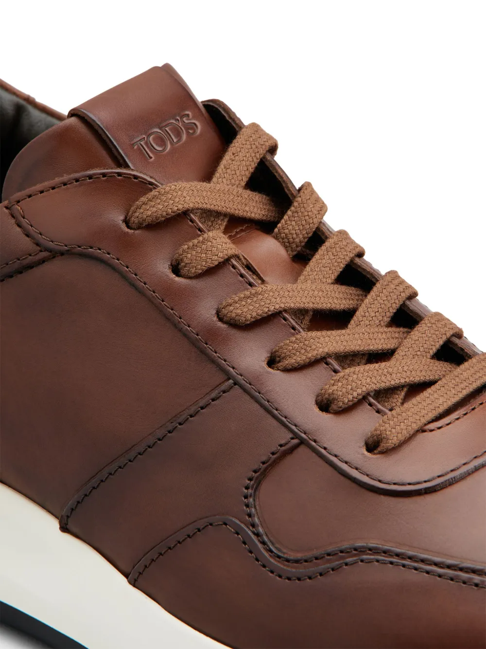 Shop Tod's Panelled Leather Sneakers In Brown