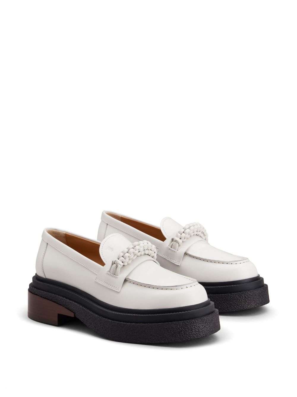 Tod's decorative-stitching leather loafers - White