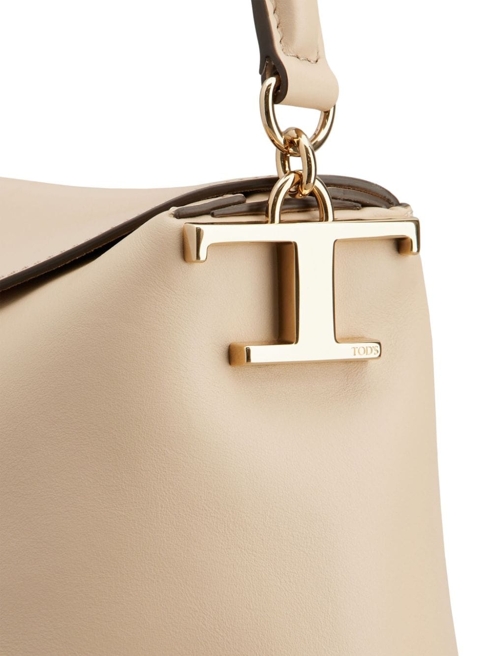 Shop Tod's Small T Case Leather Shoulder Bag In Neutrals