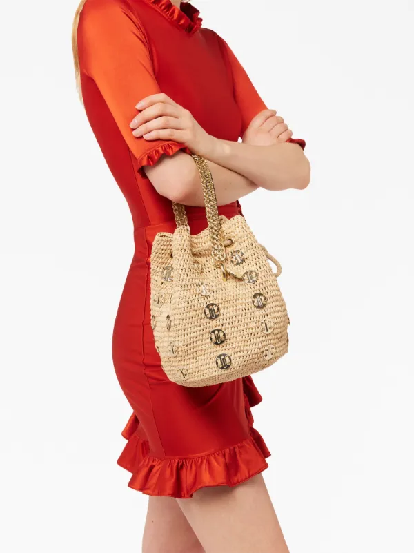 Rabanne 1969 Embellished Raffia Bucket Bag - Farfetch