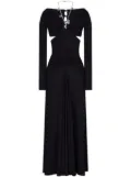 Rabanne chain-detail draped long dress - Black
