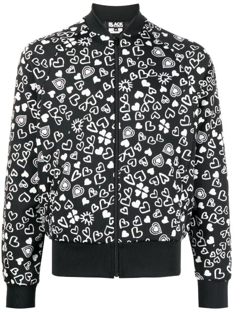 Black Comme Des Garcons heart-print zipped bomber jacket Men