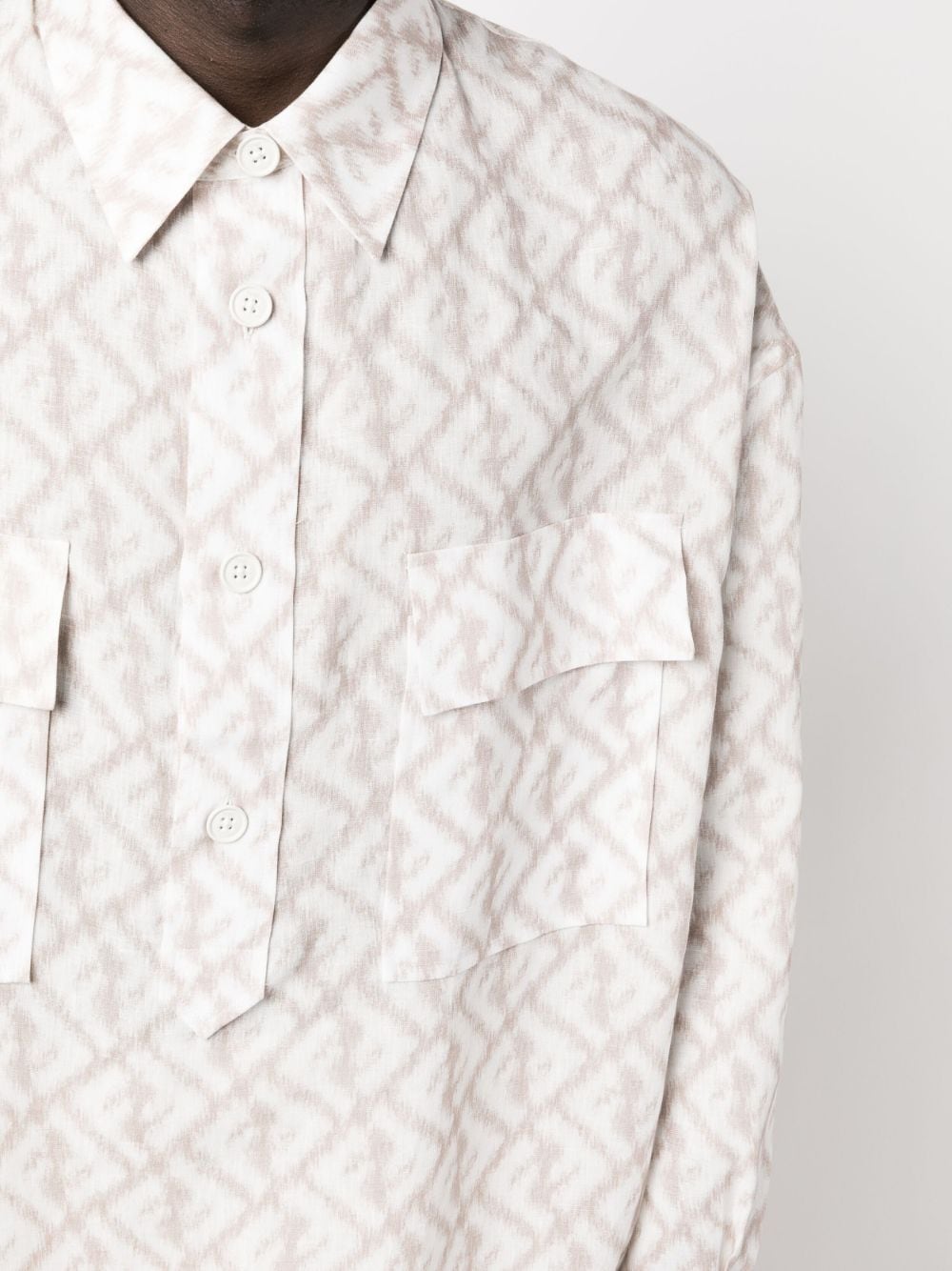 Shop Fendi Monogram-print Linen Shirt In White