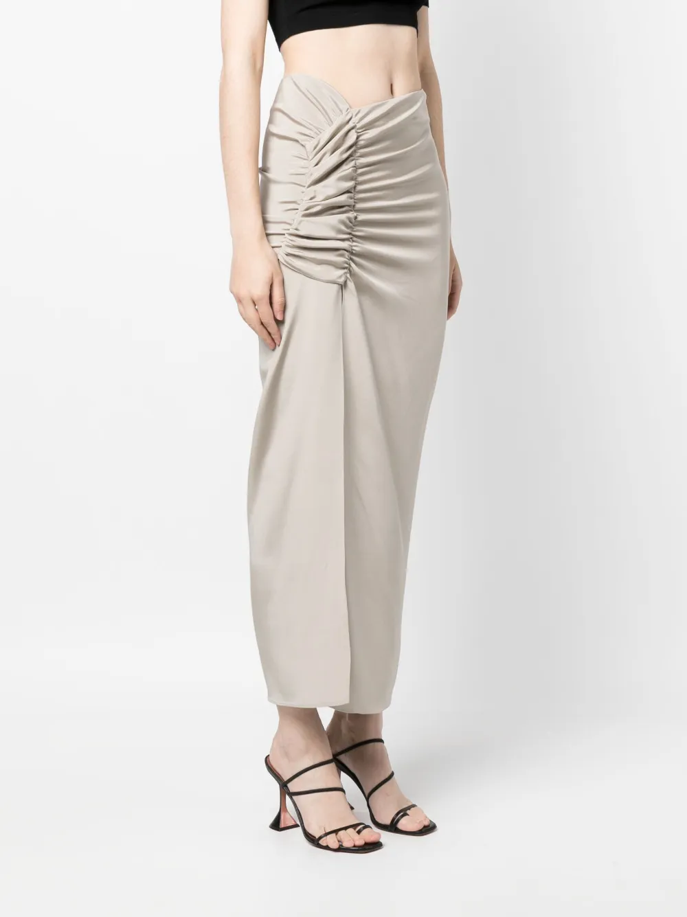 Shop The Mannei Asymmetric-design Maxi Skirt In Neutrals