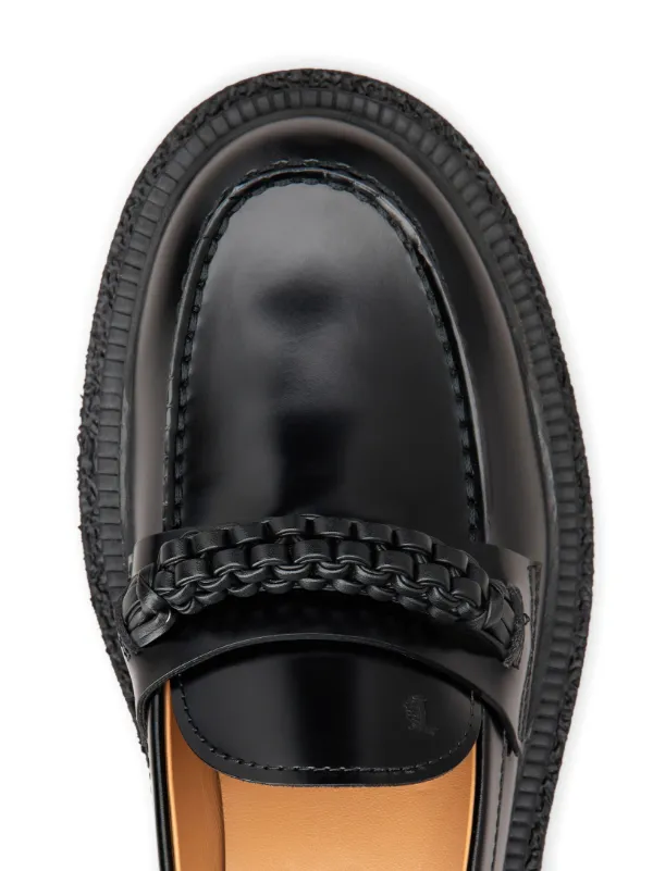 ◯関税送料込み ザ・ロウ アーモンドトゥレザーローファー Tod's アーモンドトゥ レザーローファー | ブラック | FARFETCH JP