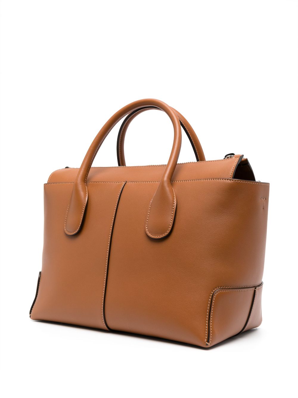 Shop Tod's Di Logo-patch Leather Tote Bag In Brown