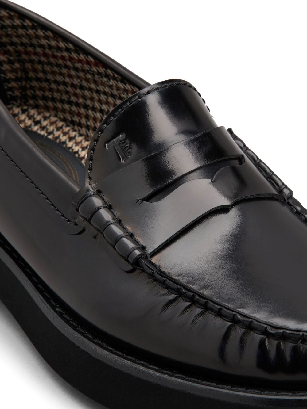 Shop Tod's Penny-slot Leather Loafers In Black