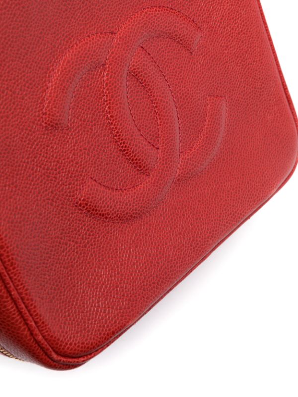 Red Chanel Caviar CC Lunch Box Vanity Case