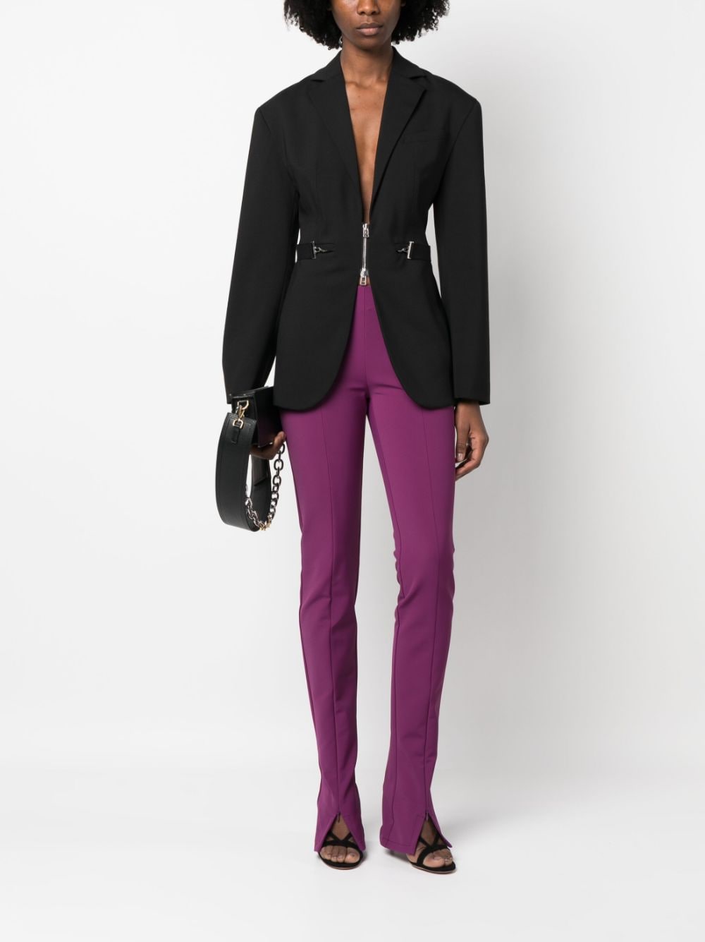Shop Sportmax Zip-cuff Slim-fit Trousers In Purple