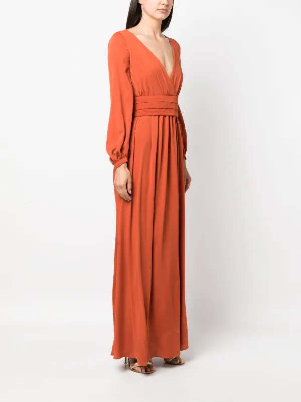 Max Mara pleated-waist Maxi Dress | Orange | FARFETCH