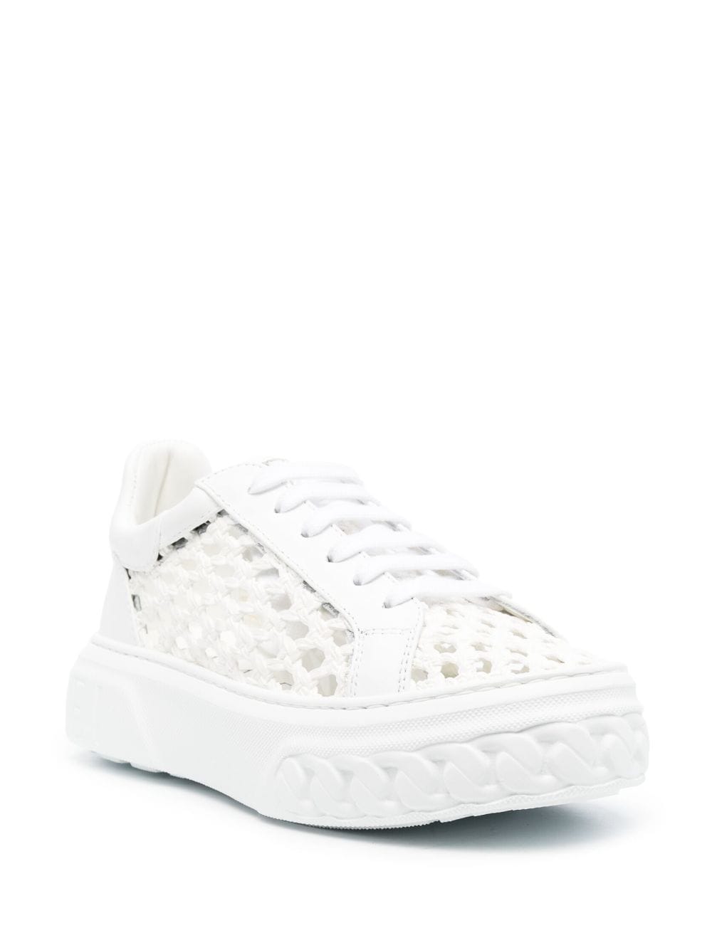 Shop Casadei Cut-out Low-top Leather Sneakers In White