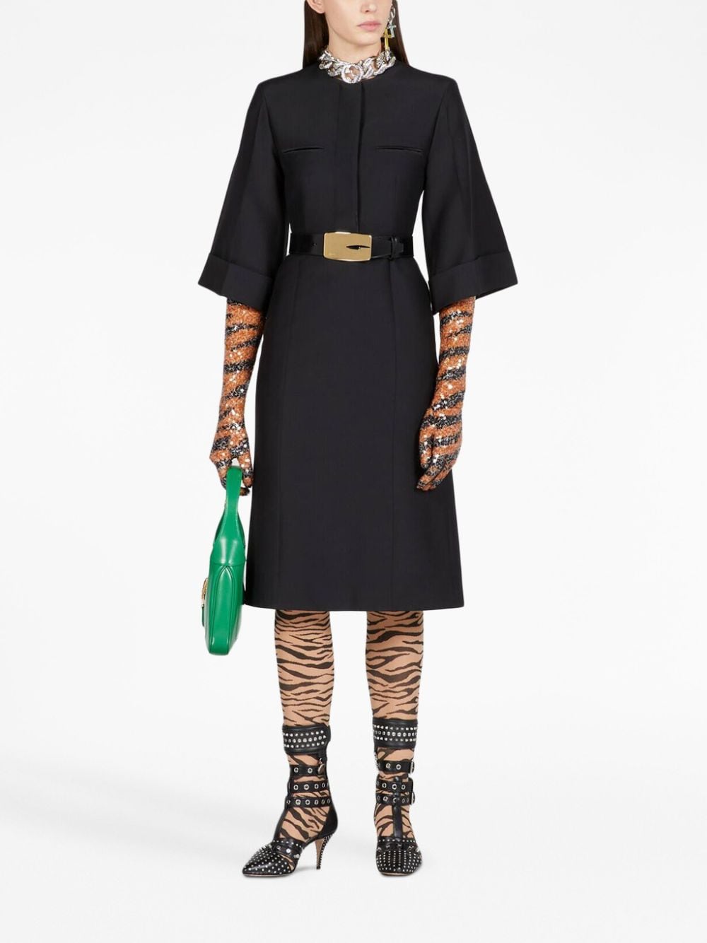 Gucci Midi-jurk met ceintuur - Zwart
