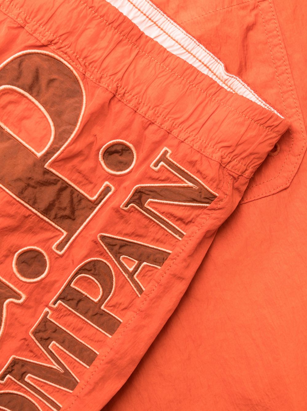 Shop C.p. Company Elasticated-waist Logo-print Shorts In Orange