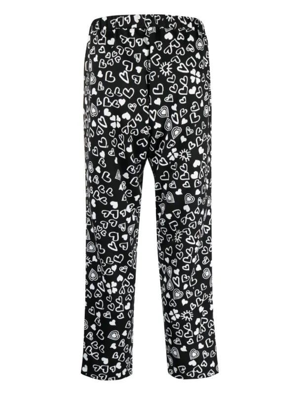 Black Comme Des Garçons ハートプリント クロップドパンツ | ブラック