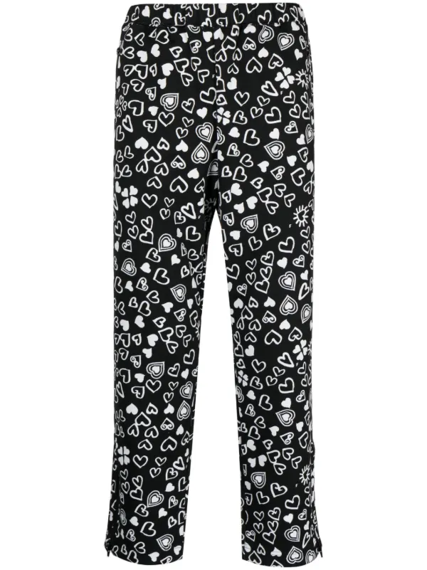 Black Comme Des Garçons ハートプリント クロップドパンツ | ブラック
