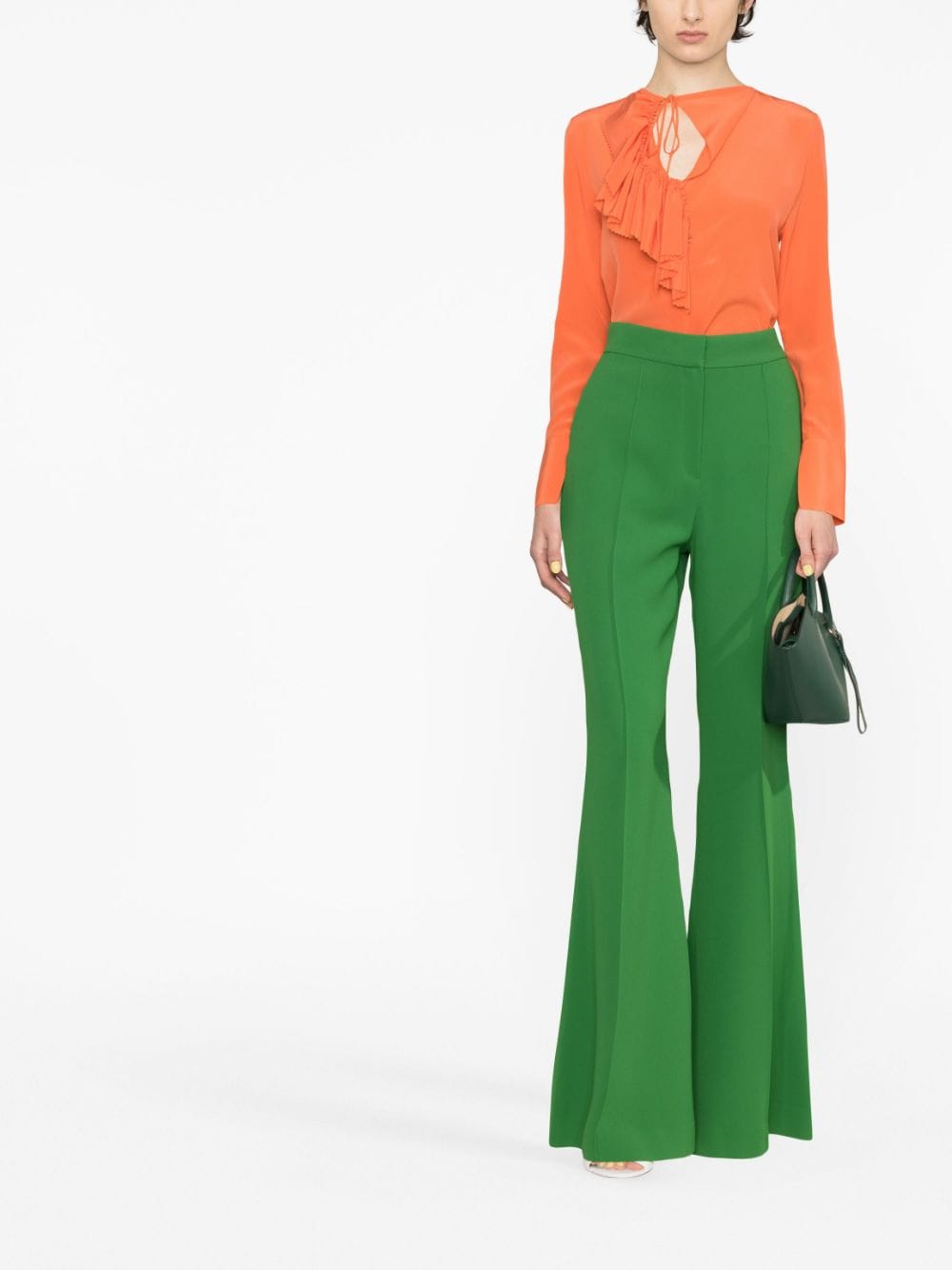 Shop Victoria Beckham Ruffled Silk Blouse In Orange