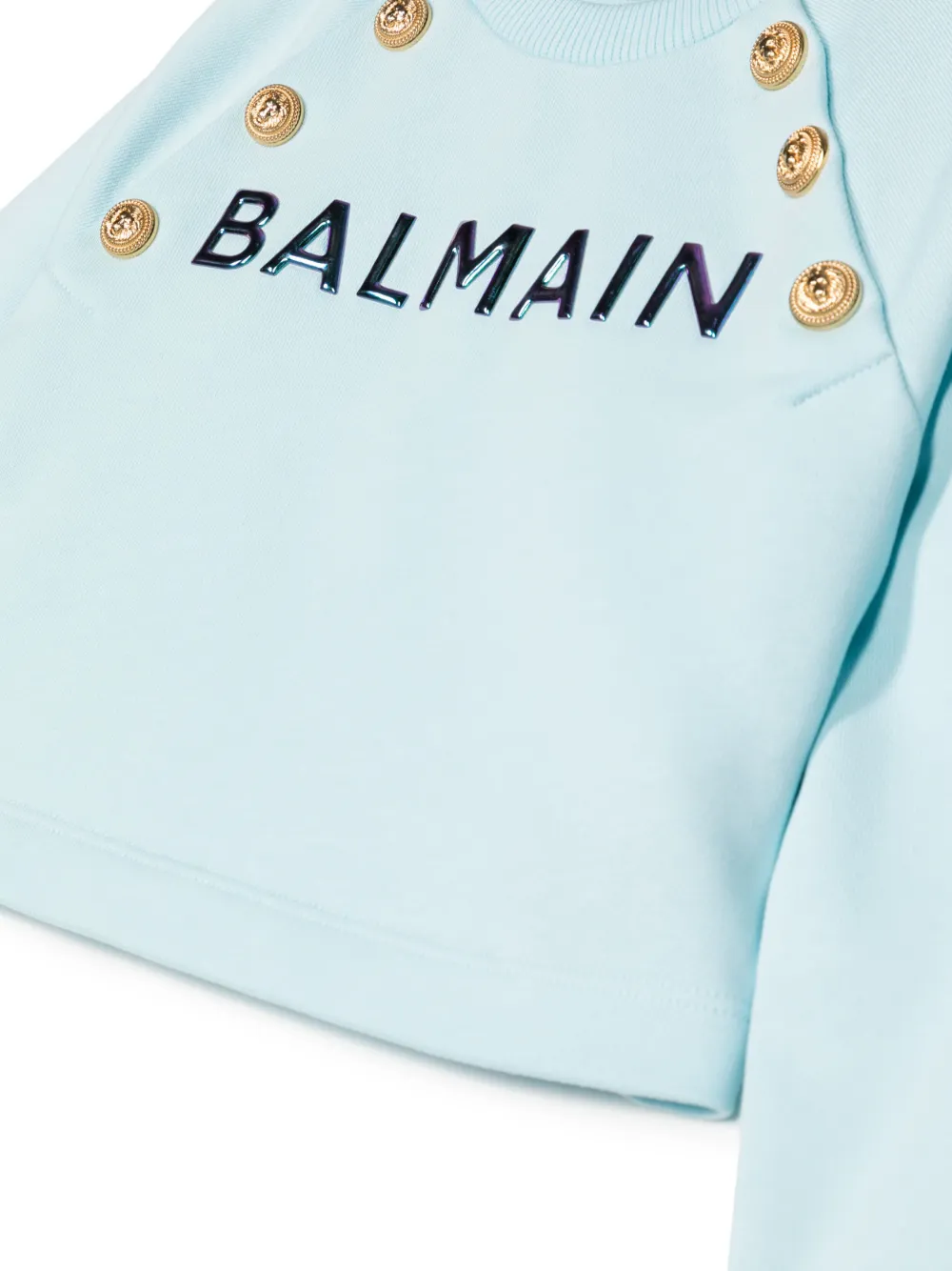 Balmain 3d-logo Cotton Sweatshirt In Blue