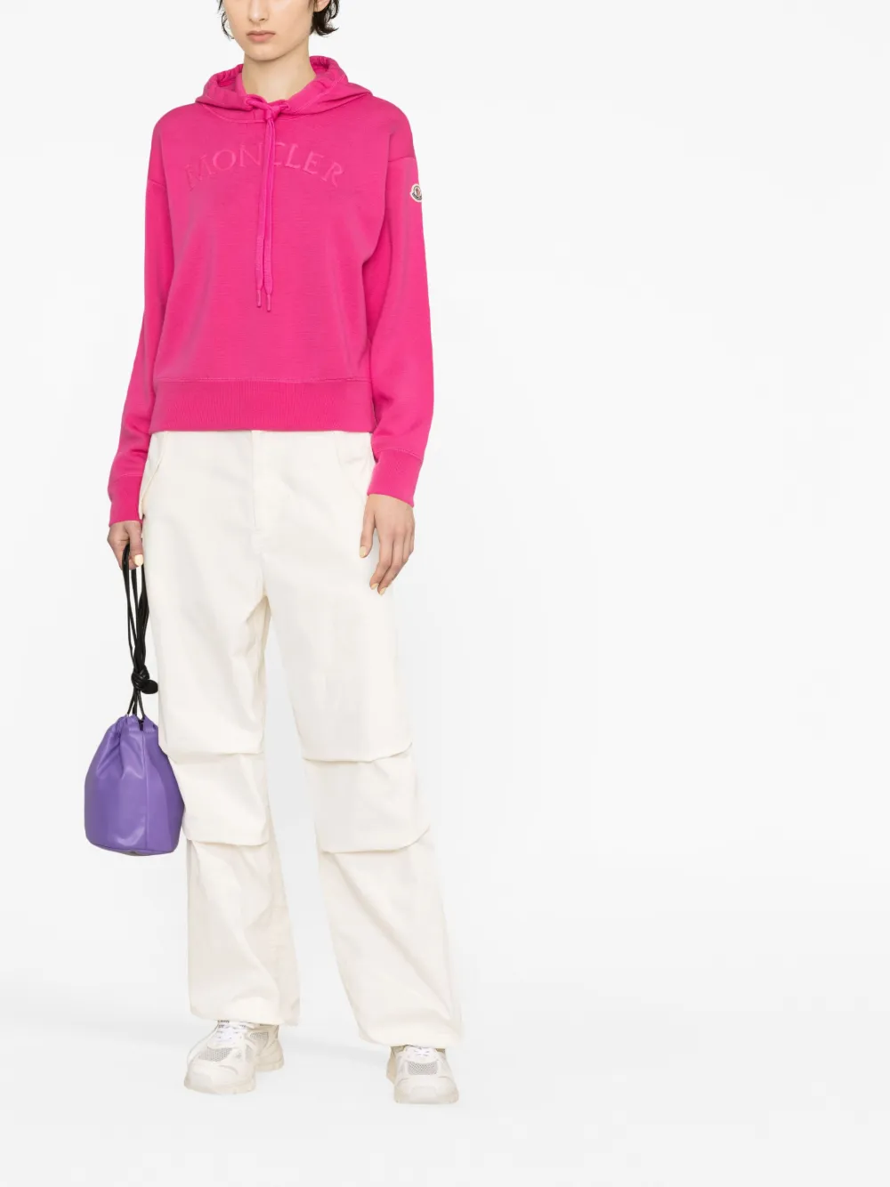 Moncler Wollen hoodie - Roze