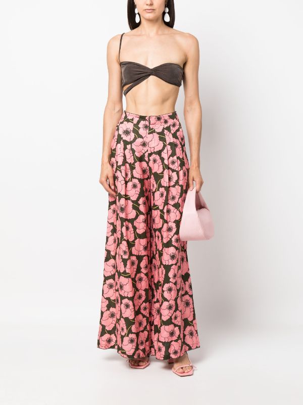 ASOS DESIGN satin wide leg trousers coord in pink floral print  ASOS
