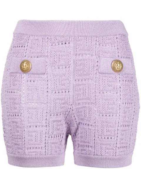 Balmain monogram mesh knitted shorts